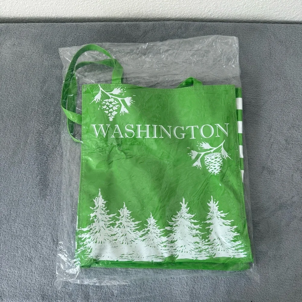 NEW WASHINGTON dual handled vinyl Green tote bag Shoulder Bag
